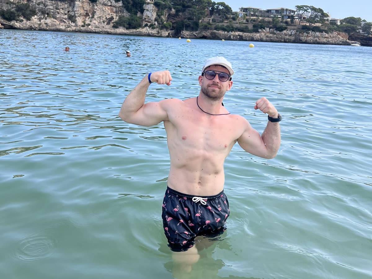 Balazs Morvay enjoying an active life - in the sea on holiday